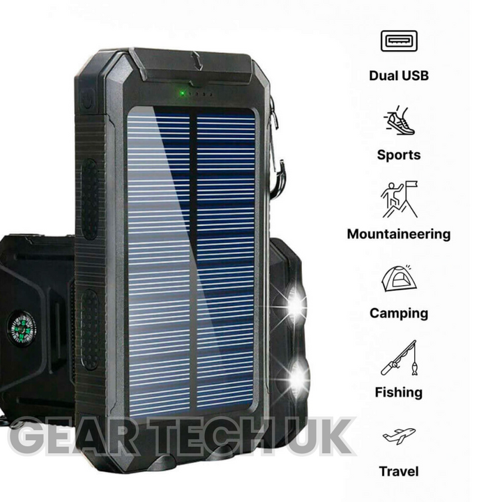 Lisslune | Fishing Power Bank 50000 mah Waterproof Solar Charger | Fishing Battery Pack with USB-C Fast Charging & LED Light