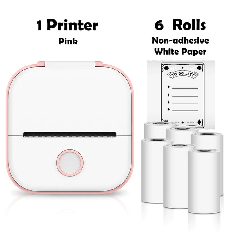 Lisslune | T02 Portable Mini Wireless Thermal Pocket Printer Self-Adhesive Stickers Used for DIY, Journal Stickers Portable Printer