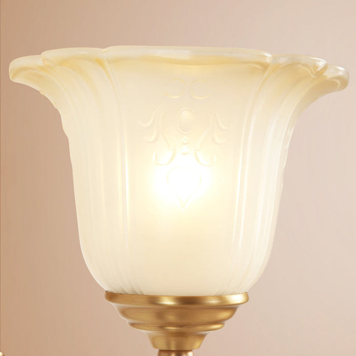 Skørter | Metal Curved Wall Lamp Classic Style 1/2-Ball Bedroom Wall Lamp with Opal Glass Petal Shade