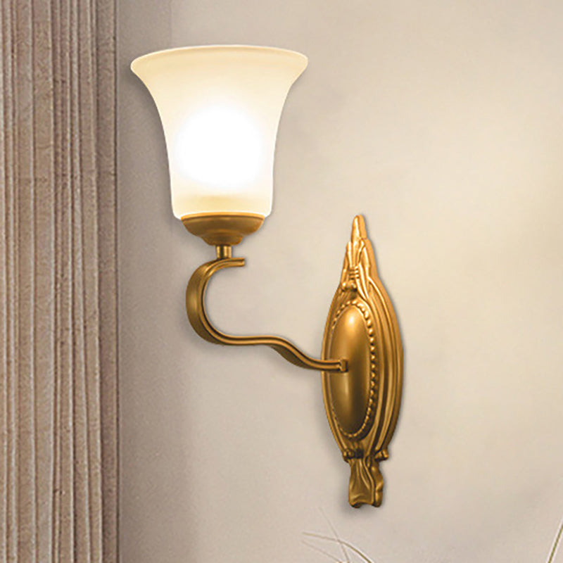 Skørter | Bell Opal Glass Wall Light Vintage Style 1/2-Head Hall Wall Mount Light in Gold