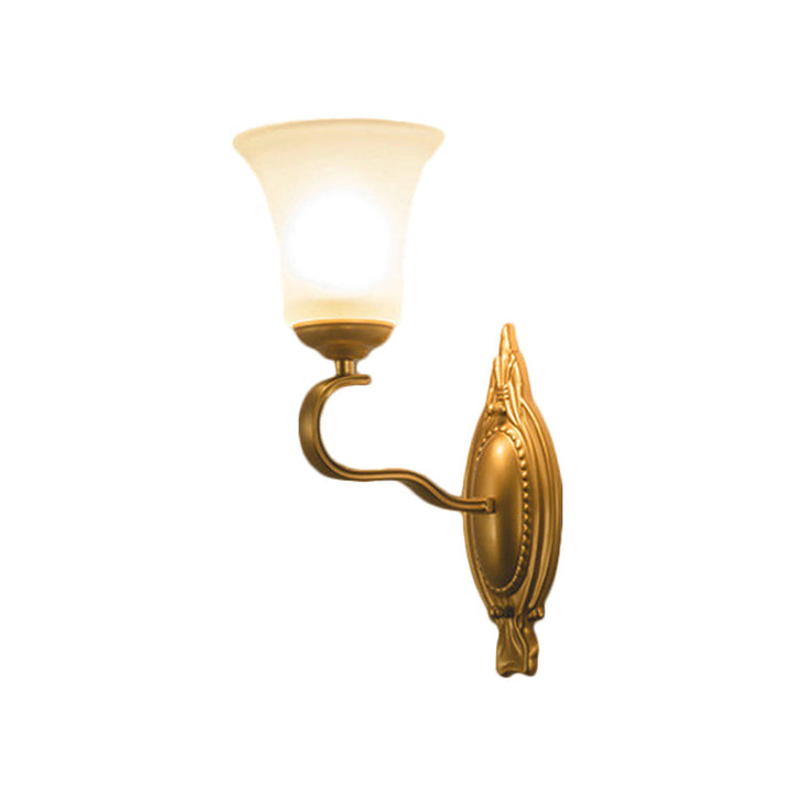 Skørter | Bell Opal Glass Wall Light Vintage Style 1/2-Head Hall Wall Mount Light in Gold