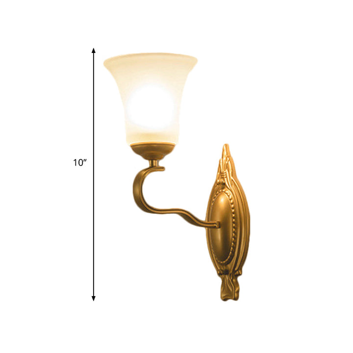 Skørter | Bell Opal Glass Wall Light Vintage Style 1/2-Head Hall Wall Mount Light in Gold