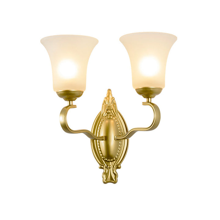 Skørter | Bell Opal Glass Wall Light Vintage Style 1/2-Head Hall Wall Mount Light in Gold