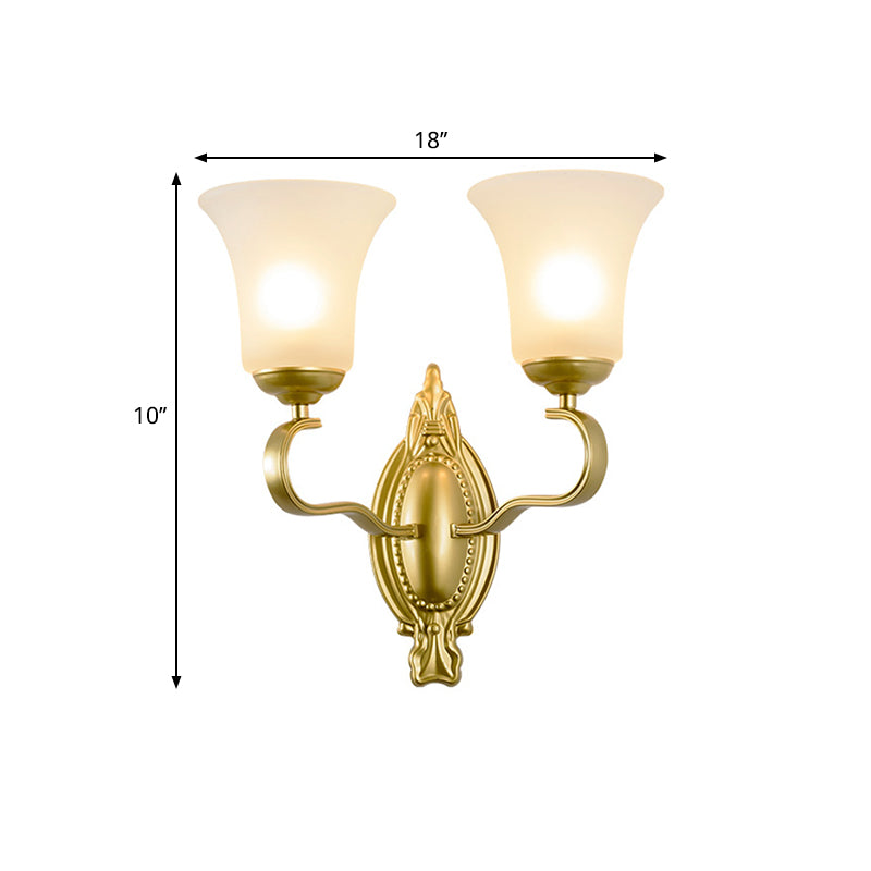 Skørter | Bell Opal Glass Wall Light Vintage Style 1/2-Head Hall Wall Mount Light in Gold