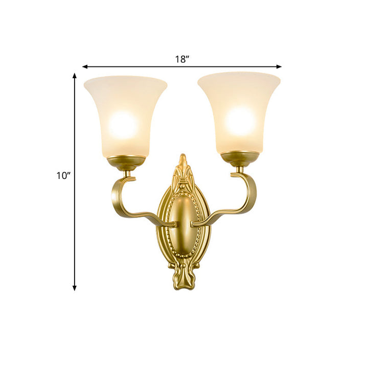 Skørter | Bell Opal Glass Wall Light Vintage Style 1/2-Head Hall Wall Mount Light in Gold
