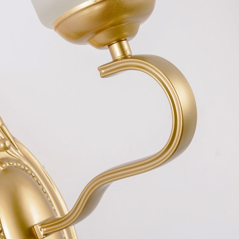 Skørter | Bell Opal Glass Wall Light Vintage Style 1/2-Head Hall Wall Mount Light in Gold