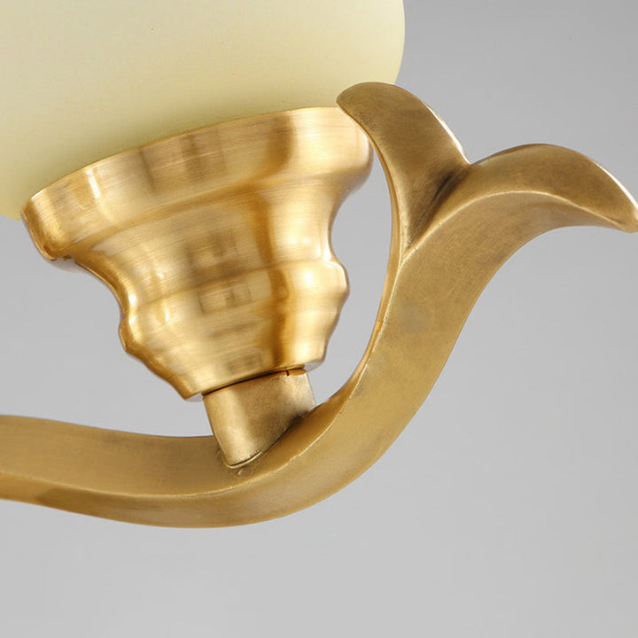Skørter | Traditional bell-shaped wall lighting 1/2-light frosted glass wall lamp with gold metal arm