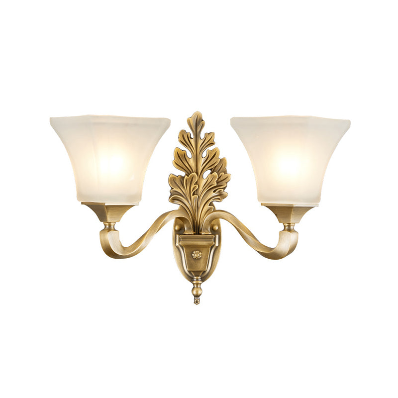Skørter | Gold 1/2-Light Wall Lamp Vintage Style Opal Glass Bell Shade Wall Mount Lighting for Living Room