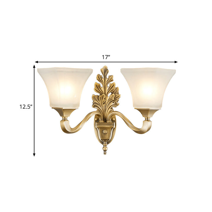 Skørter | Gold 1/2-Light Wall Lamp Vintage Style Opal Glass Bell Shade Wall Mount Lighting for Living Room