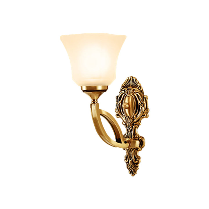 Skørter | Metal Gold Wall Lighting Fixture Bell 1/2-Light Modern Style Wall Lamp with Opal Glass Shade
