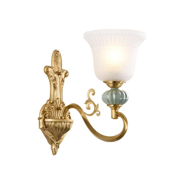 Skørter | 1/2-head Wall Light with Bell Shade Opal Glass Modern Stylish Living Room Golden Wall Light Lamp