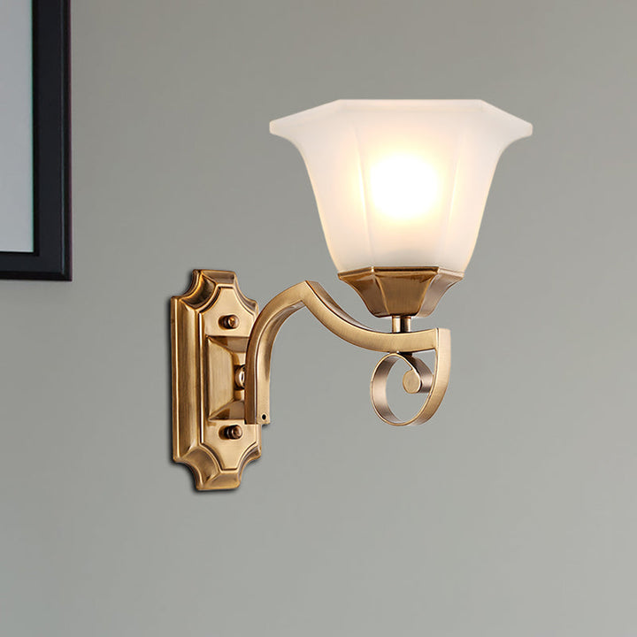 Skørter | Floral Hall Wall Fixture Modern Stylish Opal Glass and Metal 1/2-Light Gold Finish Wall Light