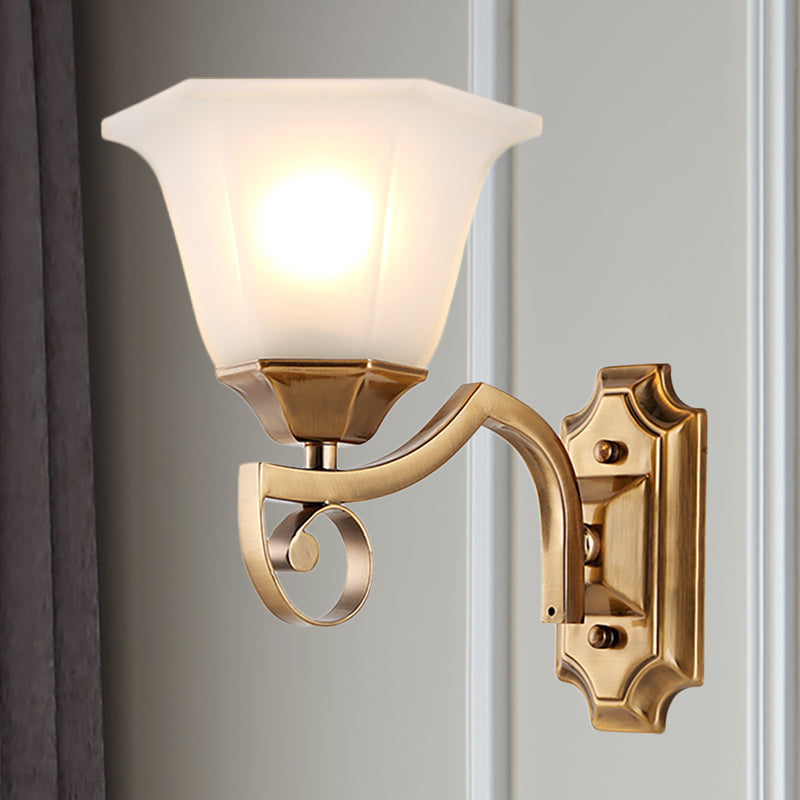 Skørter | Floral Hall Wall Fixture Modern Stylish Opal Glass and Metal 1/2-Light Gold Finish Wall Light