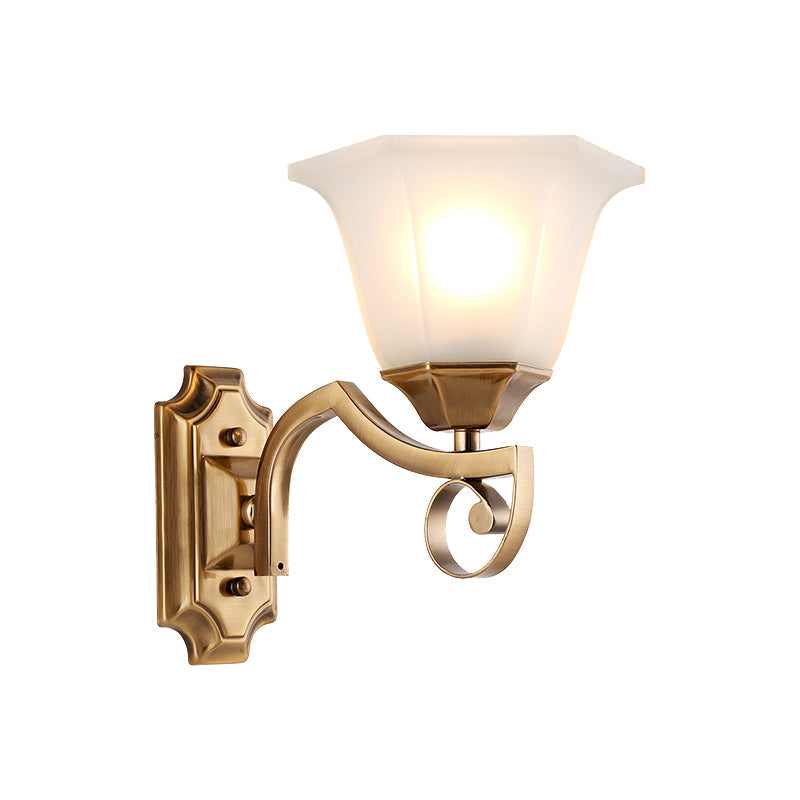 Skørter | Floral Hall Wall Fixture Modern Stylish Opal Glass and Metal 1/2-Light Gold Finish Wall Light