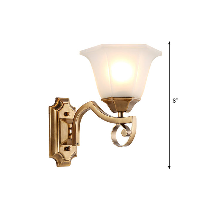 Skørter | Floral Hall Wall Fixture Modern Stylish Opal Glass and Metal 1/2-Light Gold Finish Wall Light
