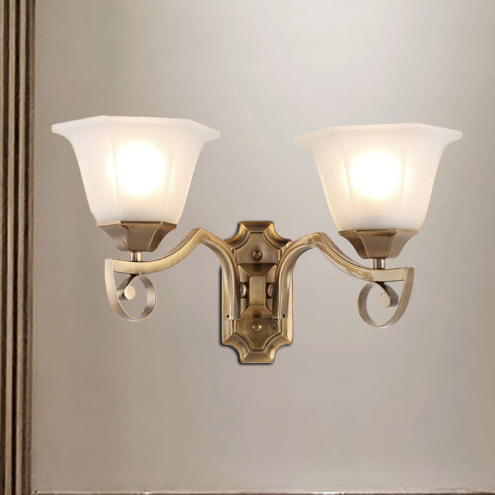 Skørter | Floral Hall Wall Fixture Modern Stylish Opal Glass and Metal 1/2-Light Gold Finish Wall Light