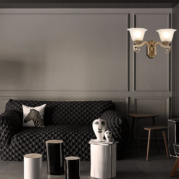 Skørter | Floral Hall Wall Fixture Modern Stylish Opal Glass and Metal 1/2-Light Gold Finish Wall Light