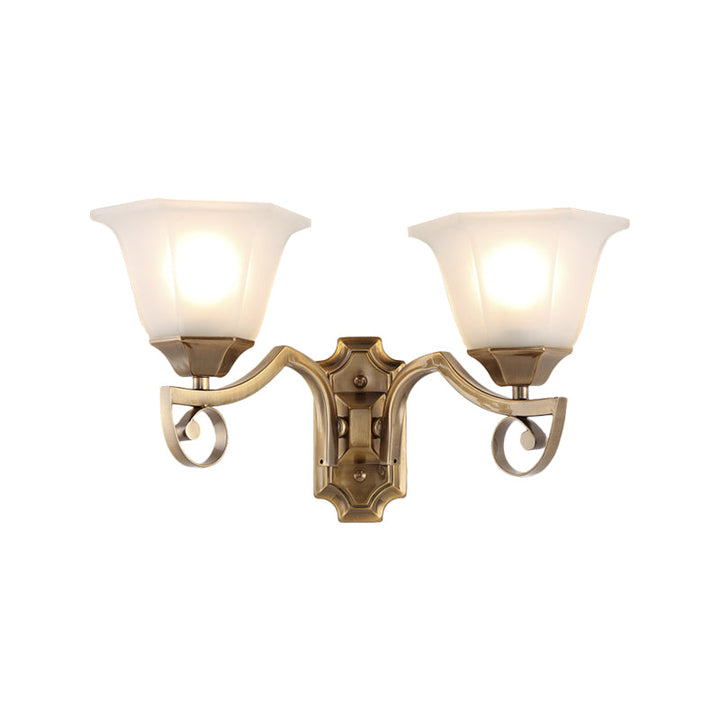 Skørter | Floral Hall Wall Fixture Modern Stylish Opal Glass and Metal 1/2-Light Gold Finish Wall Light
