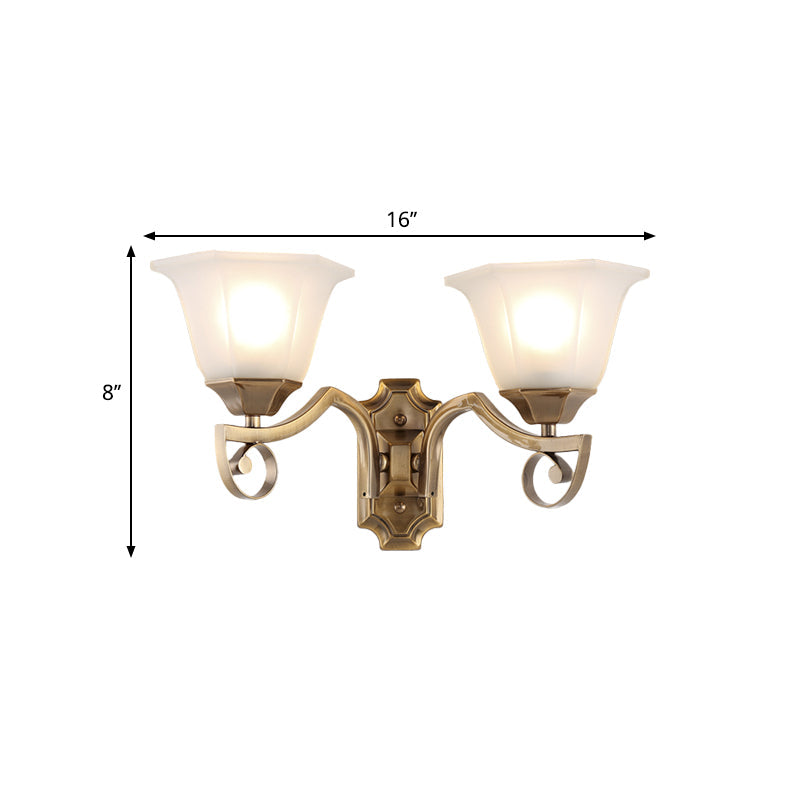 Skørter | Floral Hall Wall Fixture Modern Stylish Opal Glass and Metal 1/2-Light Gold Finish Wall Light