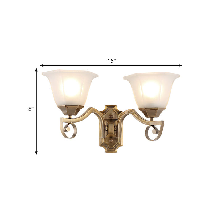 Skørter | Floral Hall Wall Fixture Modern Stylish Opal Glass and Metal 1/2-Light Gold Finish Wall Light