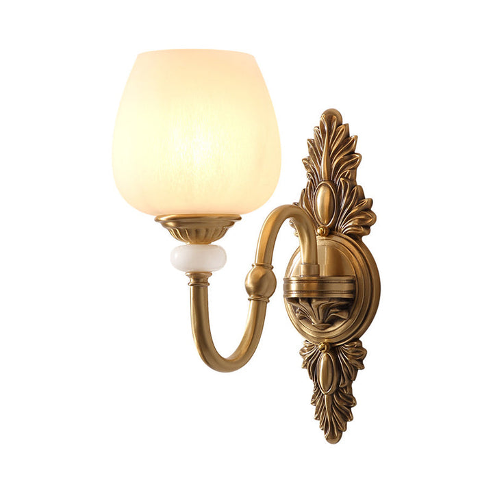 Skørter | Metal Brass Wall Lamp Fixture Gansnekk 1/2-Light Vintage Stylish Wall Lamp with White Glass Bowl Shade