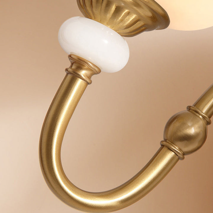 Skørter | Metal Brass Wall Lamp Fixture Gansnekk 1/2-Light Vintage Stylish Wall Lamp with White Glass Bowl Shade