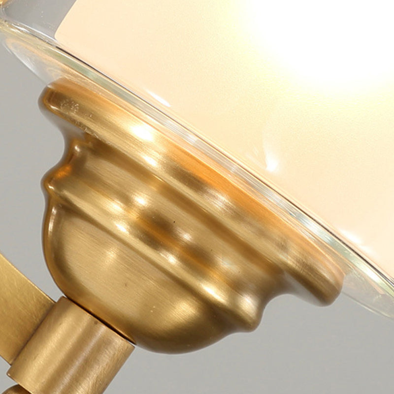 Skørter | Cylindrical Indoor Wall Lamp Lighting modern style double glass 1/2-head brass finish wall lamp for bedroom
