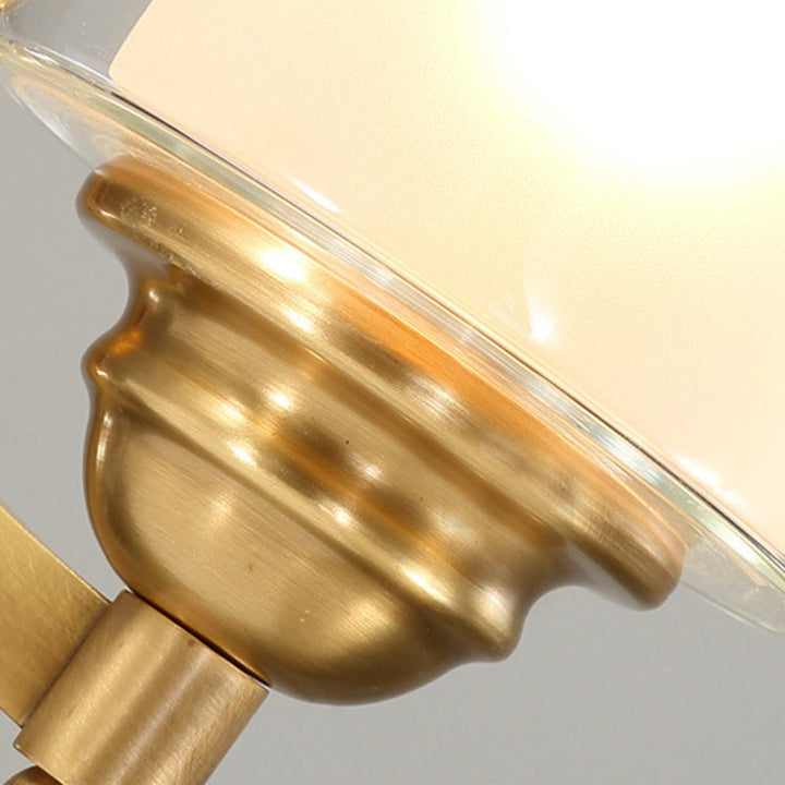 Skørter | Cylindrical Indoor Wall Lamp Lighting modern style double glass 1/2-head brass finish wall lamp for bedroom