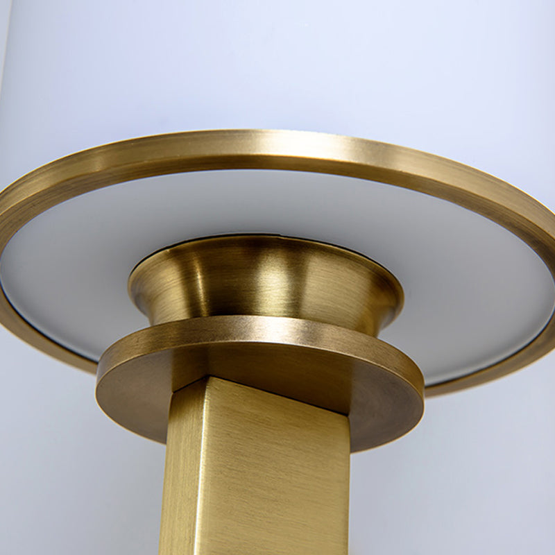Skørter | Modernist Style Cylindrical Wall Lamp 1/2 Head Matt Glass Wall Light in Brass for Living Room