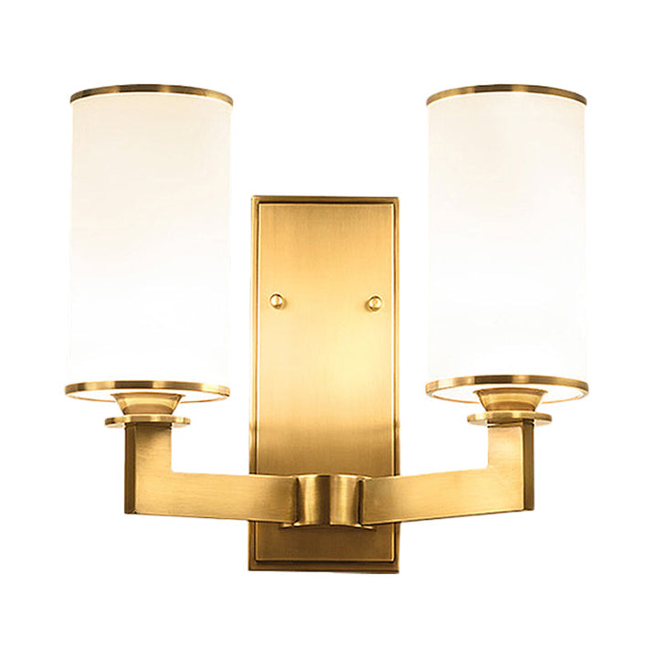Skørter | Modernist Style Cylindrical Wall Lamp 1/2 Head Matt Glass Wall Light in Brass for Living Room