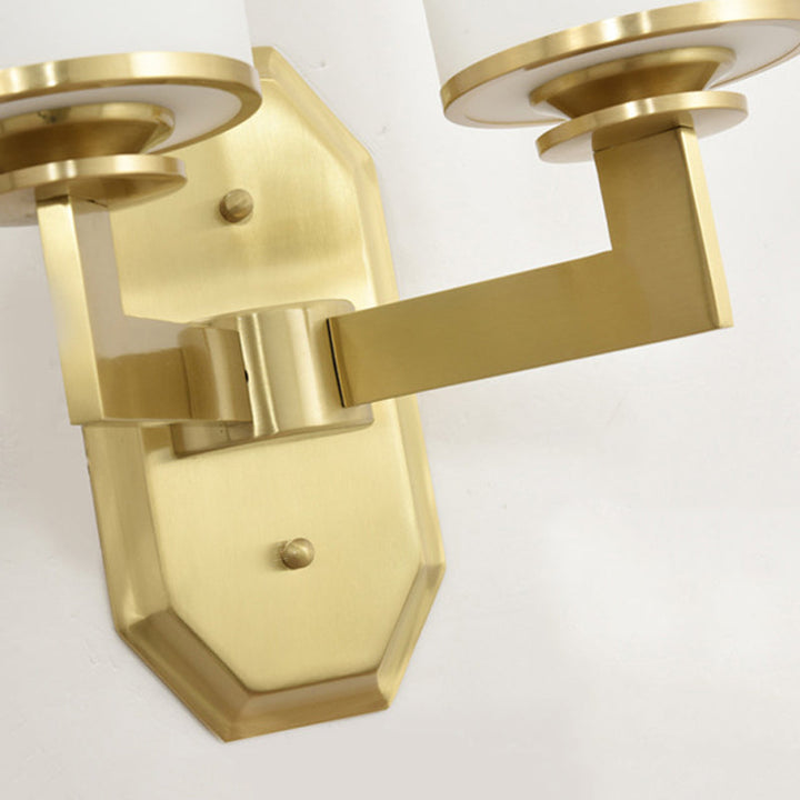 Skørter | 1/2-Head Wall Mount Lighting Modern Stylish Cylindrical Shade Frosted White Opal Wall Lamp in Brass