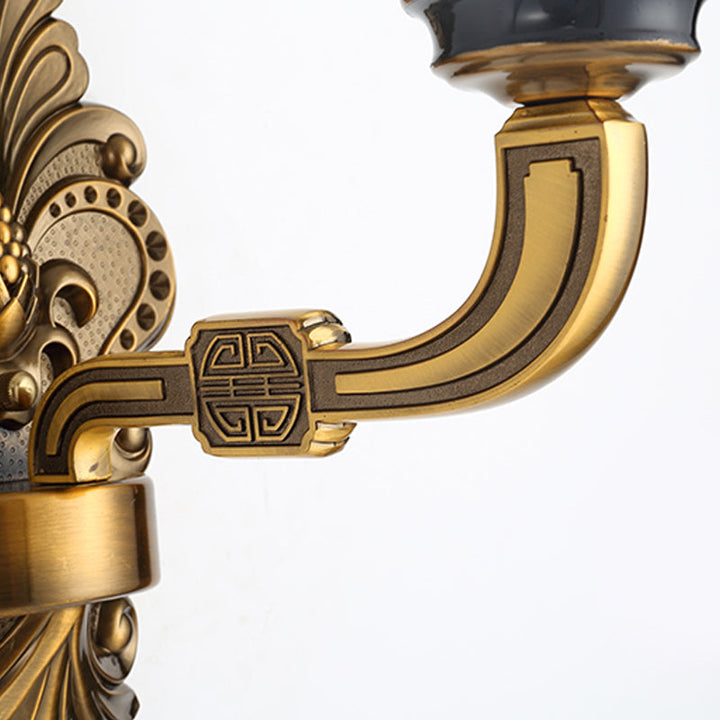 Skørter | 1/2-Light Wall Mount Lighting Vintage Style Drum Shade White Glass Wall Lamp in Brass