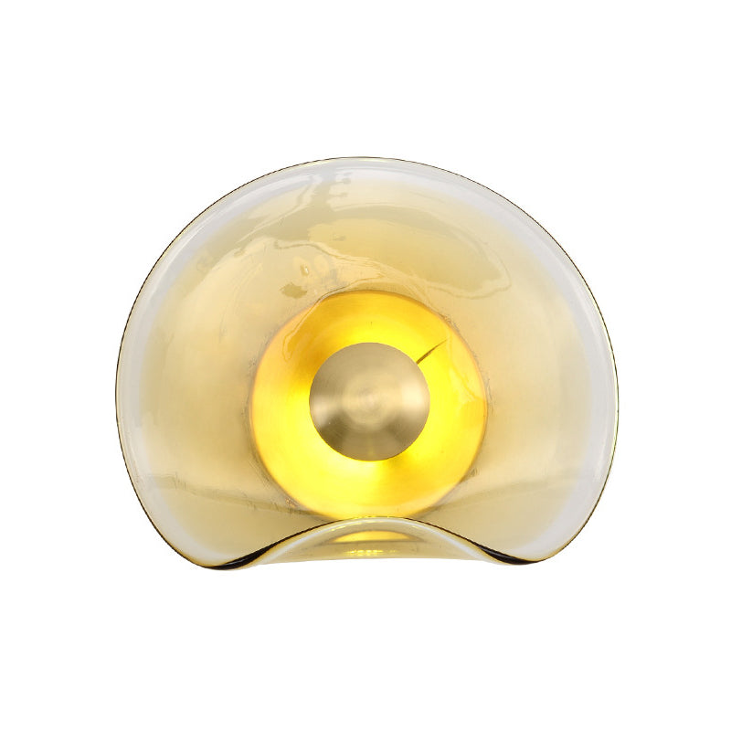 Skørter | Round Gold Glass Wall Lamp Colonial 1 Head Flush Mount Wall Light for Living Room