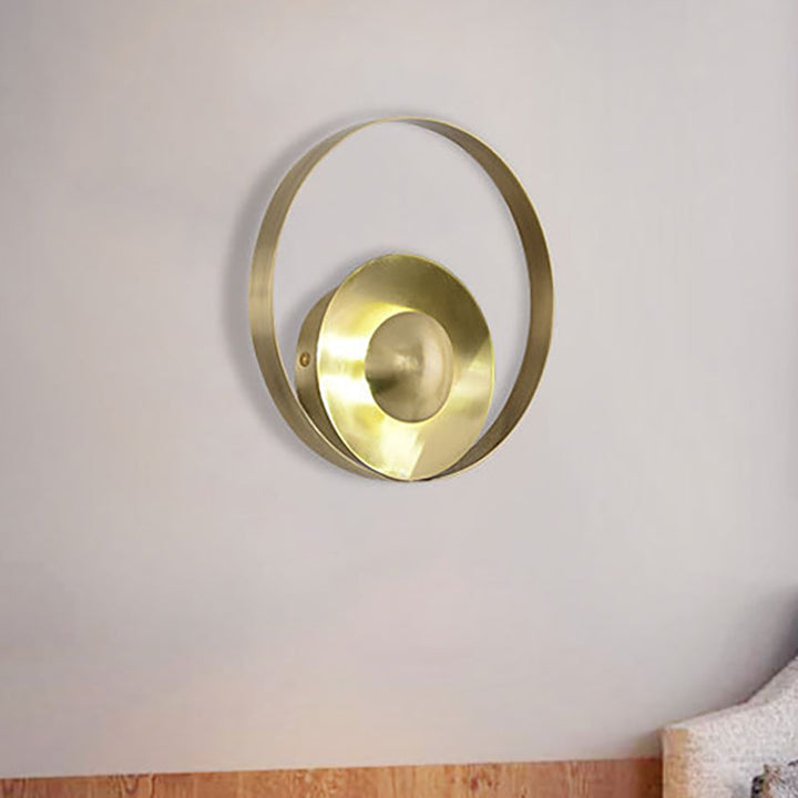 Skørter | Round Wall Lamp Colony Metal 1 Bulb Gold Wall Light for Living Room