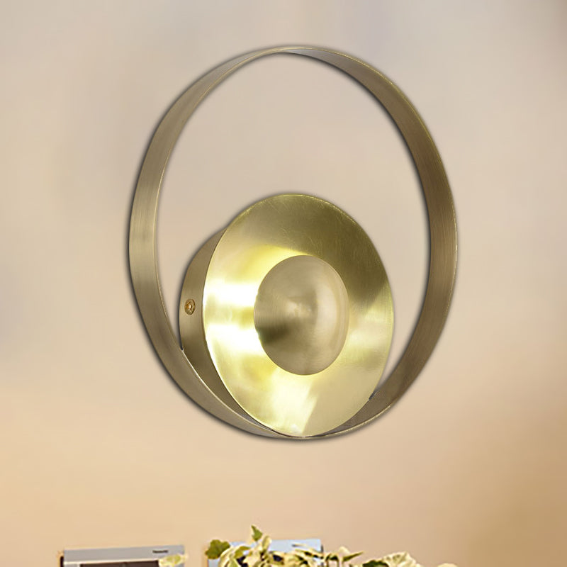 Skørter | Round Wall Lamp Colony Metal 1 Bulb Gold Wall Light for Living Room