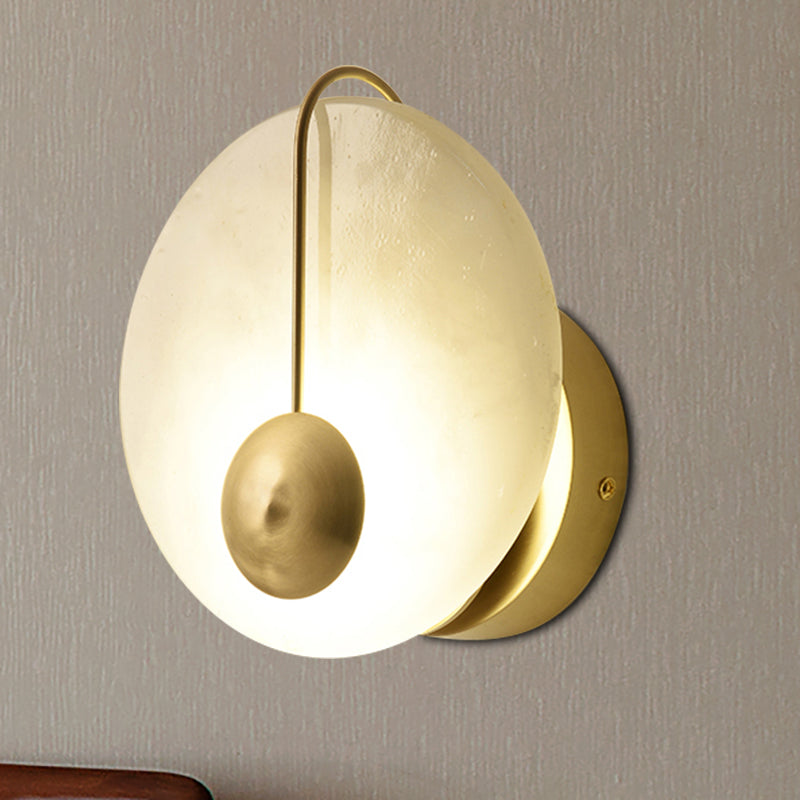 Skørter | 7"/10" Width Round Wall Lamp Colonial Style Acrylic Opal Frosted 1 Head Wall Light Fixture with Golden Curve