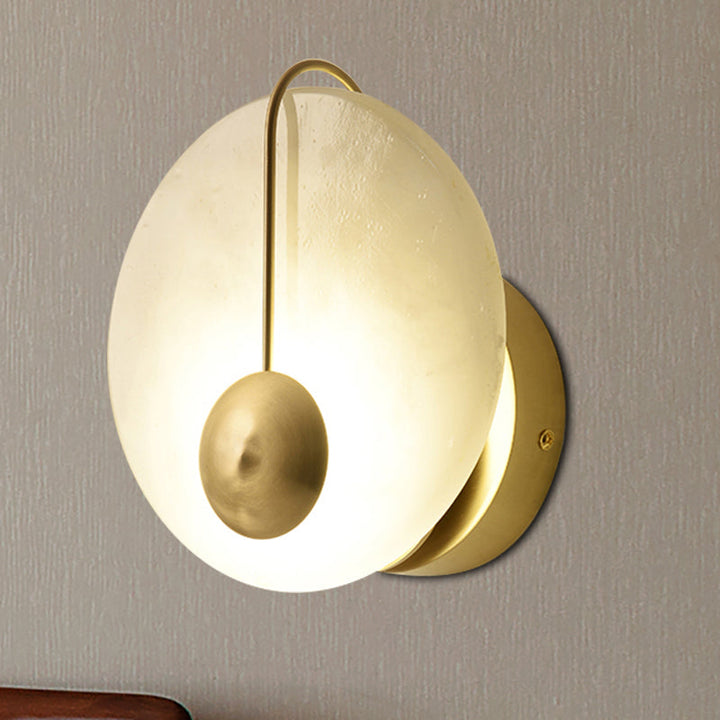 Skørter | 7"/10" Width Round Wall Lamp Colonial Style Acrylic Opal Frosted 1 Head Wall Light Fixture with Golden Curve
