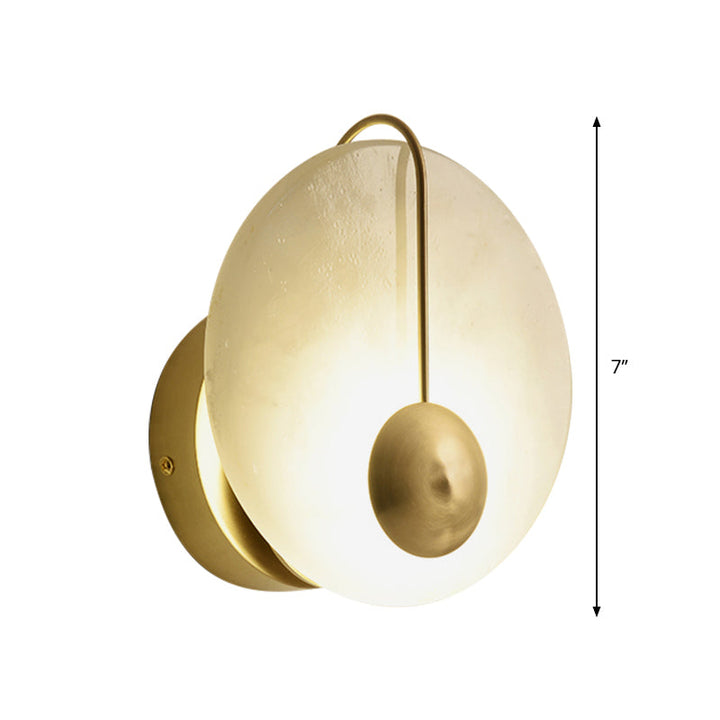 Skørter | 7"/10" Width Round Wall Lamp Colonial Style Acrylic Opal Frosted 1 Head Wall Light Fixture with Golden Curve