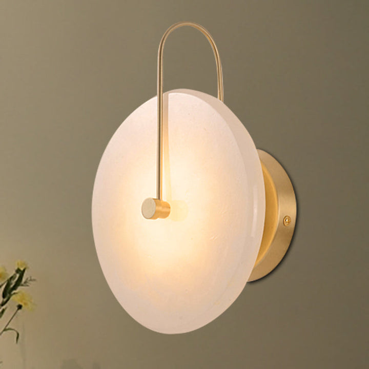 Skørter | 7"/10" Width Round Wall Lamp Colonial Style Acrylic Opal Frosted 1 Head Wall Light Fixture with Golden Curve