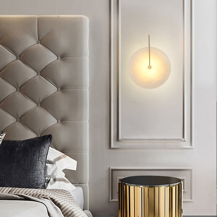 Skørter | 7"/10" Width Round Wall Lamp Colonial Style Acrylic Opal Frosted 1 Head Wall Light Fixture with Golden Curve