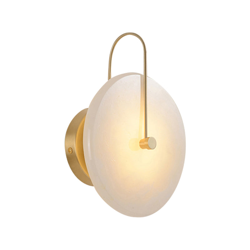 Skørter | 7"/10" Width Round Wall Lamp Colonial Style Acrylic Opal Frosted 1 Head Wall Light Fixture with Golden Curve