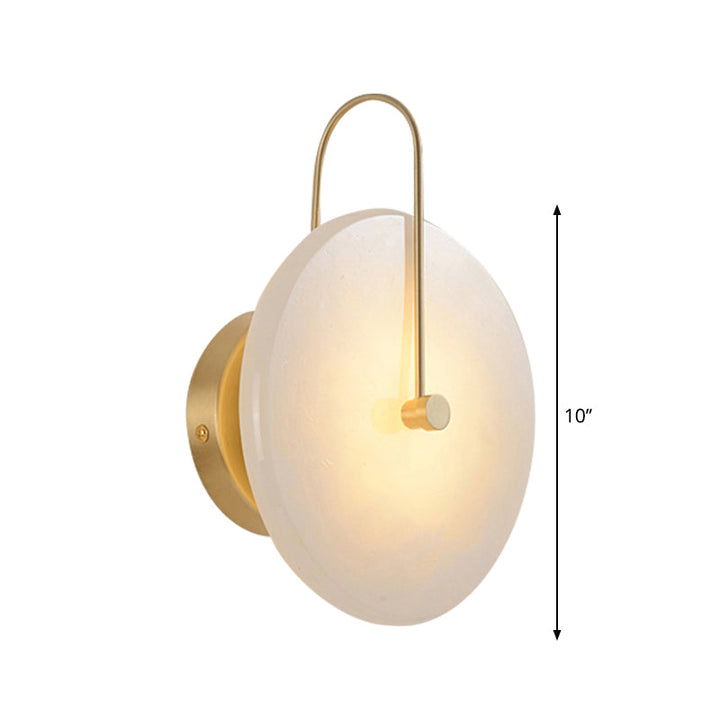 Skørter | 7"/10" Width Round Wall Lamp Colonial Style Acrylic Opal Frosted 1 Head Wall Light Fixture with Golden Curve