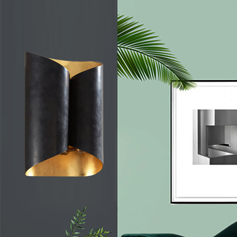Skørter | 2-Light Scroll Wall Lamp Simple Black and Gold Iron Wall-Mounted Lighting Fixture