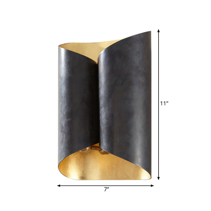 Skørter | 2-Light Scroll Wall Lamp Simple Black and Gold Iron Wall-Mounted Lighting Fixture