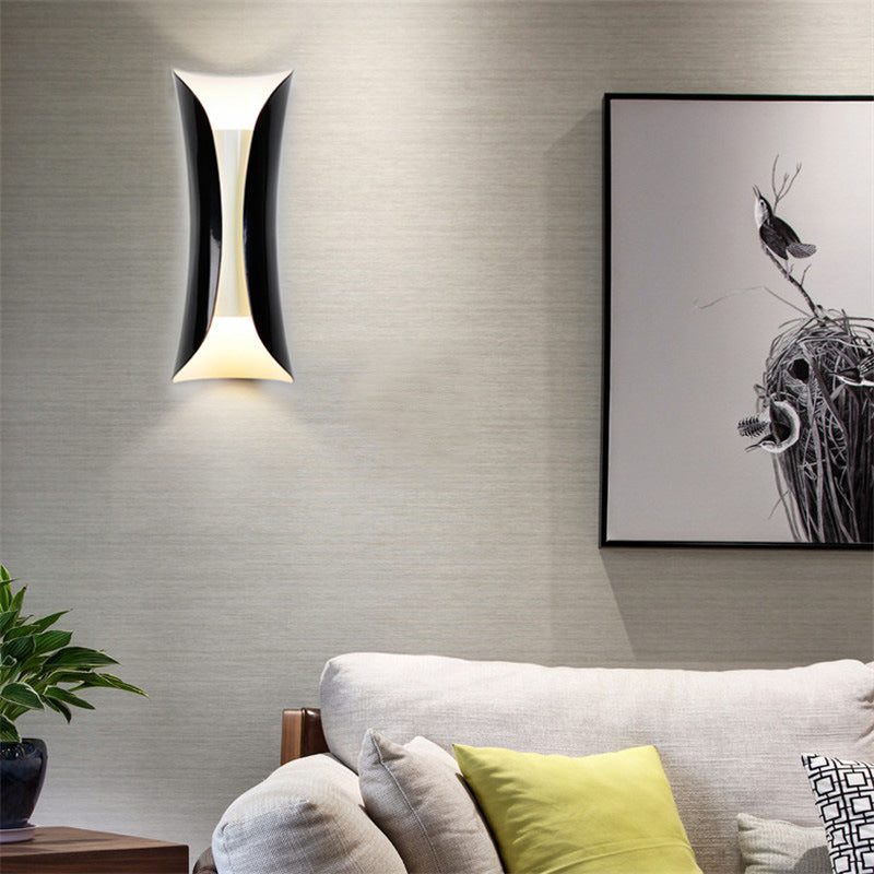 Skørter | Metal Black/White Wall Lamp Curved 2-Light Modernist Wall Light Fixture, 33cm/53cm/76cm H