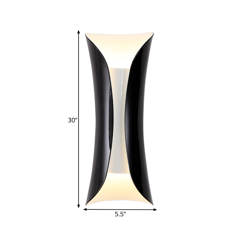 Skørter | Metal Black/White Wall Lamp Curved 2-Light Modernist Wall Light Fixture, 33cm/53cm/76cm H