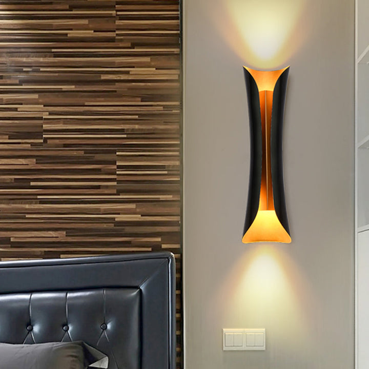 Skørter | Modern Curl Wall Lamp 13"/21"/30" Height 2 Lights Metallic Indoor Wall Lighting in Black