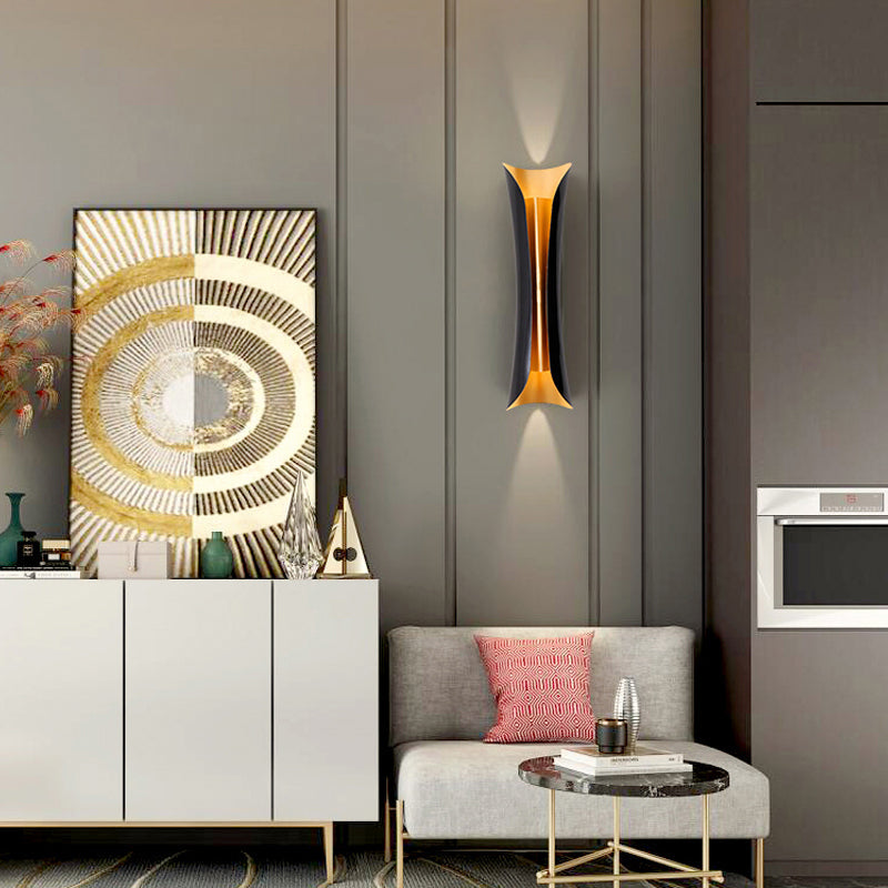 Skørter | Modern Curl Wall Lamp 13"/21"/30" Height 2 Lights Metallic Indoor Wall Lighting in Black