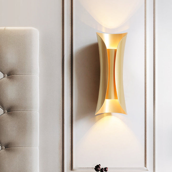 Skørter | 13"/21"/30" H 2 Heads Wall Light Sconce Simplicity Shaped Metal Wall Mount Lamp, Brass/Gold/Natural Wood Finish