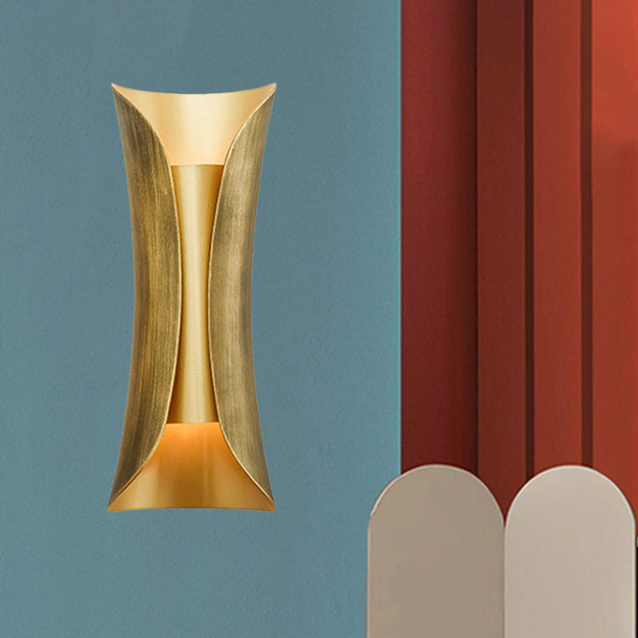 Skørter | 13"/21"/30" H 2 Heads Wall Light Sconce Simplicity Shaped Metal Wall Mount Lamp, Brass/Gold/Natural Wood Finish
